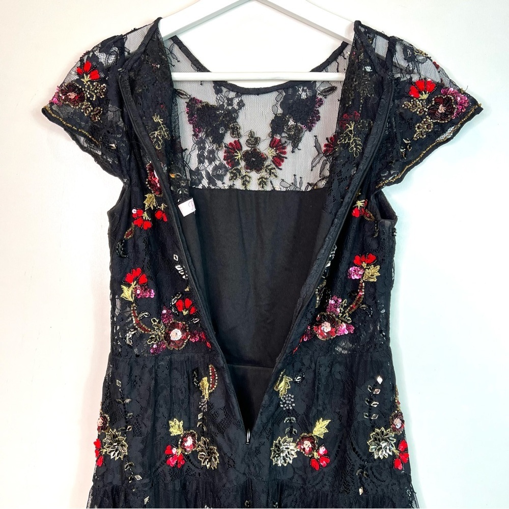Parker NY Janina Sequin Lace Dress Black Size Small - Picture 12 of 14
